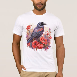 Crows Bird Crow Lover Flower T-Shirt