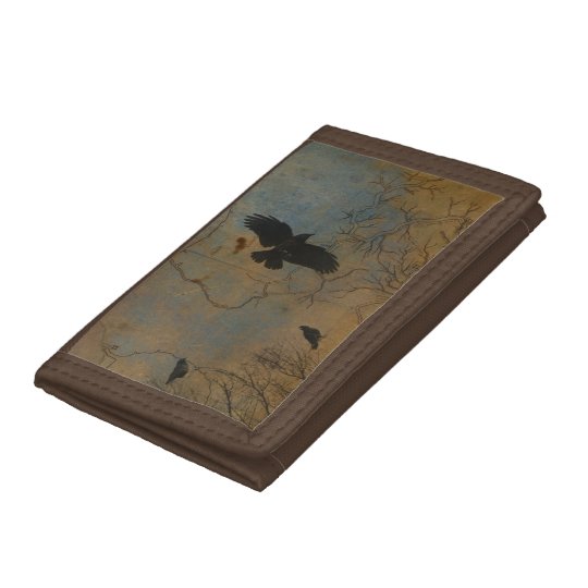 Crows Fly Above The Vintage Map Trifold Wallets