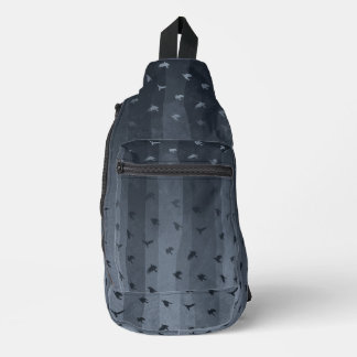 Crows Flying Blues Grunge Stripe Modern Goth Sling Bag