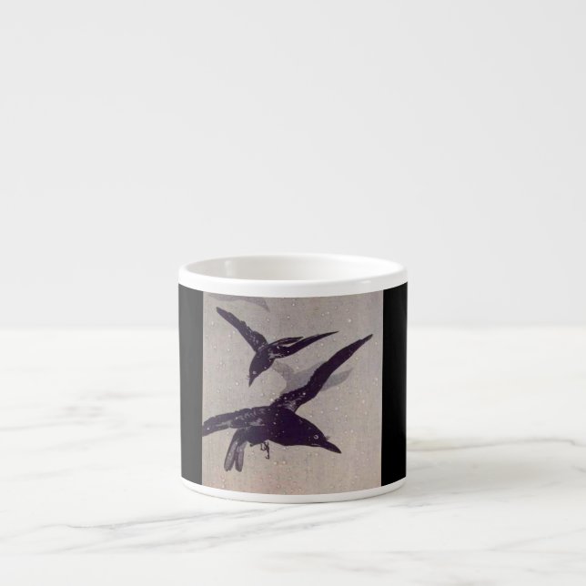 Crows Flying in Snow Espresso Cup (Front)