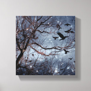 Crows In A Star Field Canvas Print