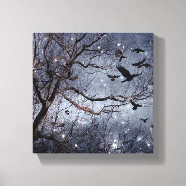 Crows In A Star Field Canvas Print (Front)