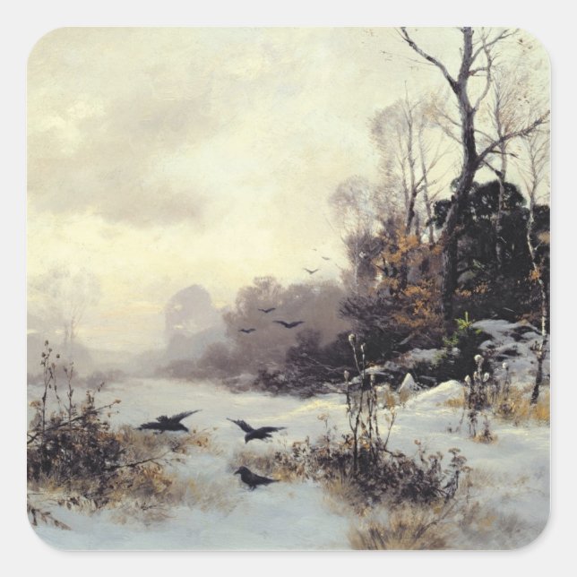 Crows in a Winter Landscape, 1907 Square Sticker (Front)