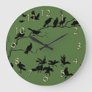 Crows Large Clock