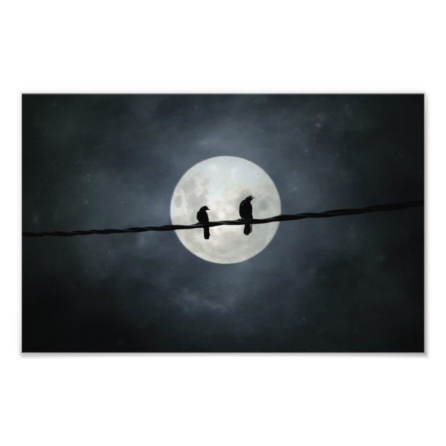 Crows Lit By The Slivery Moon Photo Print (Front)