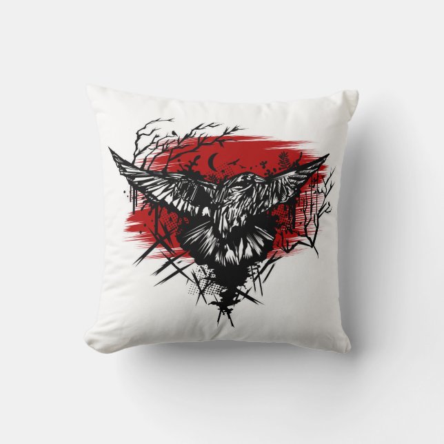Crows Night Throw Pillow (Front)