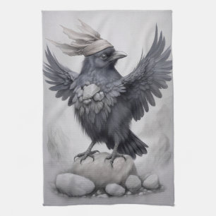 Crows Rock! Poster Krähe ausgebreitete Flügel Kitchen Towel
