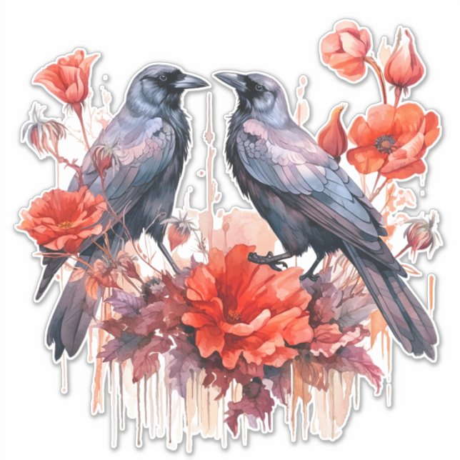 Crows with poppy sticker (Front)