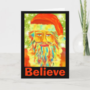Croyez Colorful Père Noël Holiday Carte de voeux