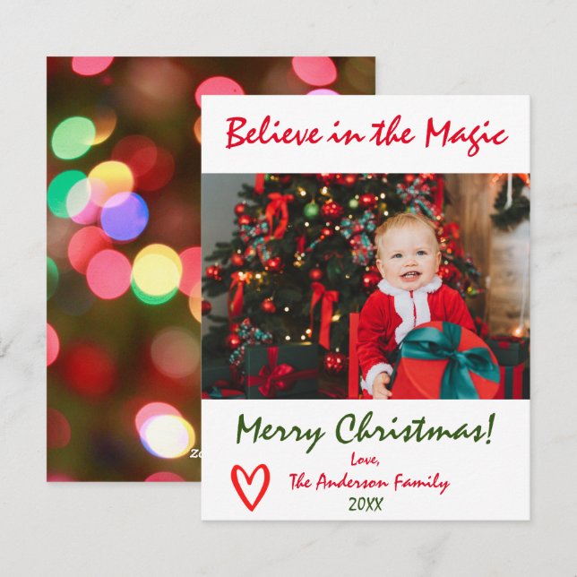 Croyez en la carte de Noël photo magie de Noël (Devant / Derrière)