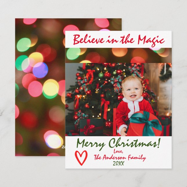 Croyez en la magie de Noël Photo Carte de vœux (Devant / Derrière)