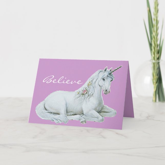 Croyez la carte de note de licorne (Devant)