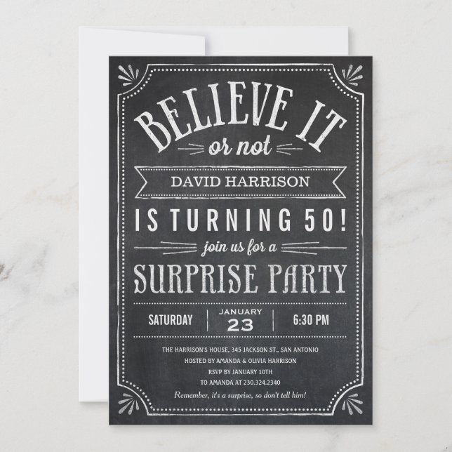 Croyez-le ou ne pas surprendre Invitations d'anniv (Devant)