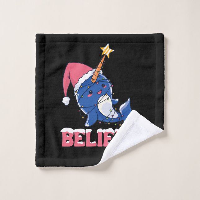 Croyez Narwhal Noël Fée Lumières (Gant de toilette)