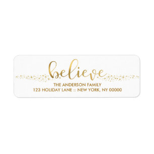 Croyez Noël Faux Gold Foil Étiquette à main