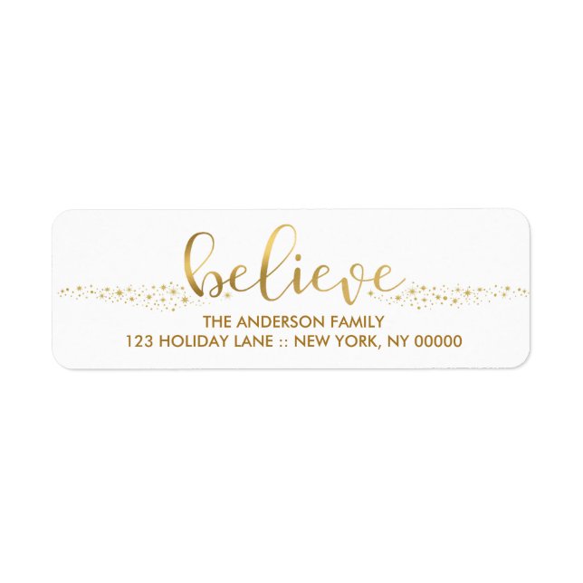 Croyez Noël Faux Gold Foil Étiquette à main (Devant)