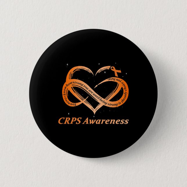 CRPS Awareness Chronic Pain Orange Ribbon RSD CRPS 2 Inch Round Button (Front)