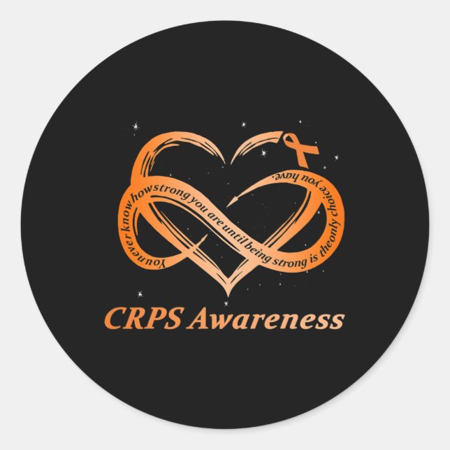 Crps Awareness Chronic Pain Orange Ribbon Rsd Crps Classic Round Sticker (Front)