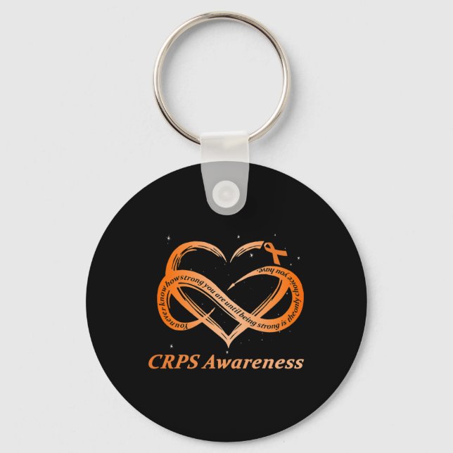 Crps Awareness Chronic Pain Orange Ribbon Rsd Crps Keychain (Front)