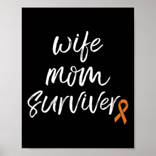Crps Awareness Orange Ribbon Wife Mom Survivor  Poster