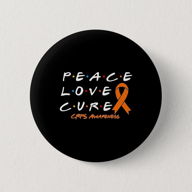 Crps Awareness Peace Love Cure  2 Inch Round Button (Front)