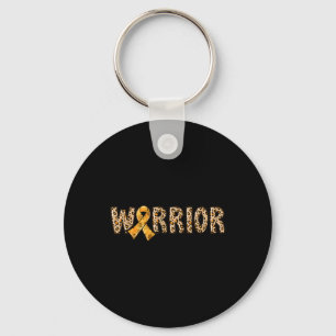Crps Awareness Warrior Orange Ribbon Leopard Print Keychain