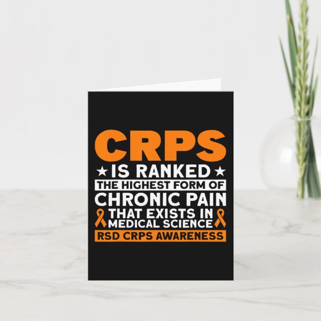CRPS Is Ranked The Highest Pain RSD CRPS Awareness Card (Front)