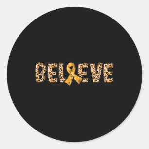 Crps Leopard Print Orange Ribbon Support Believe Classic Round Sticker