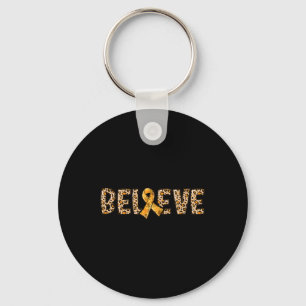 Crps Leopard Print Orange Ribbon Support Believe  Keychain