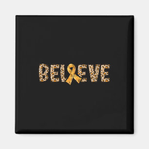 Crps Leopard Print Orange Ribbon Support Believe  Magnet