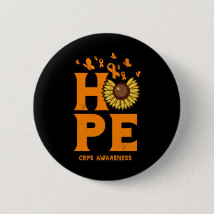 Crps Orange Hope Vintage Sunflower Awareness 2 Inch Round Button