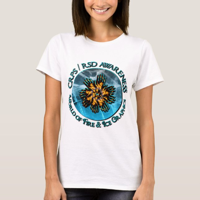 CRPS /RSD Awareness World of Fire & Ice Logo T-Shirt (Front)