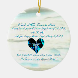 CRPS / RSD Blue Heart of Flame Hope Courage Star O Ceramic Ornament