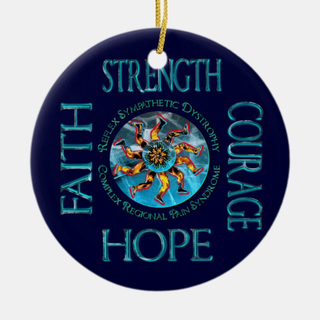 CRPS RSD Strength Courage Hope Faith Ornament (Front)