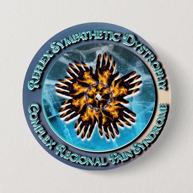 CRPS / RSD Turquoise Circlet 3 Inch Round Button (Front)