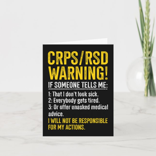 CRPS RSD Warning CRPS Awareness Survivor CRPS Warr Card (Front)