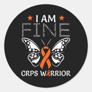 CRPS Warrior I Am Fine Orange Ribbon Butterfly RSD Classic Round Sticker