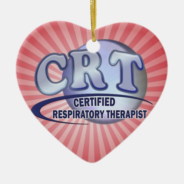 CRT CERTIFIED RESPIRATORY THERAPIST BLUE LOGO CERAMIC ORNAMENT (Front)