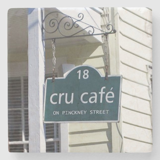 Cru Cafe Charleston, SC. Marble Stone Coaster. Coaster (Front)