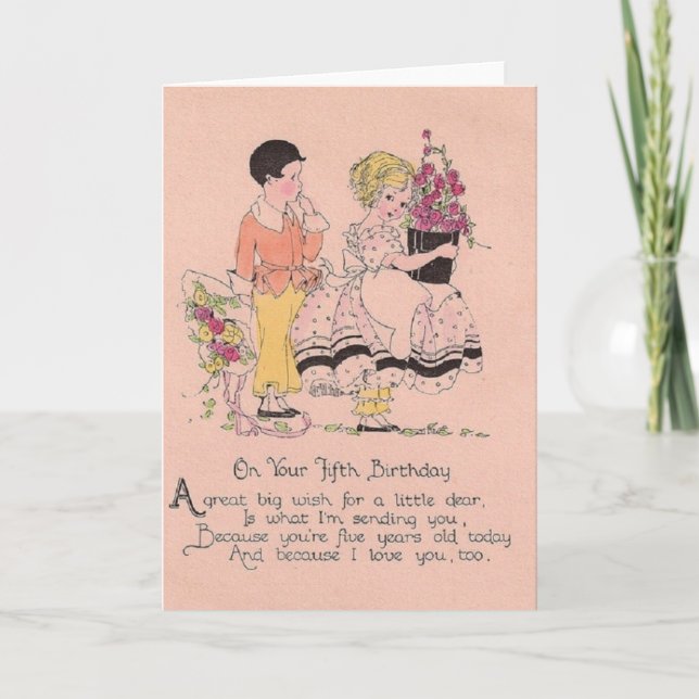 Cru carte de voeux d'anniversaire de 5 ans (Devant)