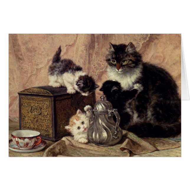 Cru - chat et chatons au temps de thé, (Devant horizontal)