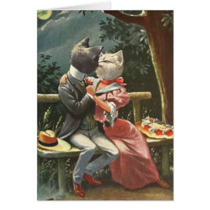 Cru - chats embrassant dans le clair de lune,