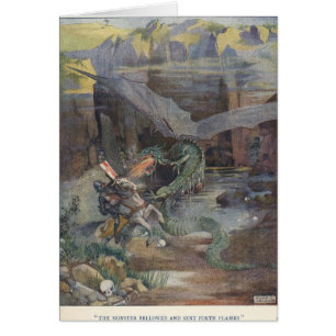 Cru - chevalier combattant un dragon,