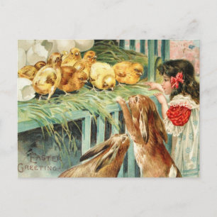 Cru de carte postale de scène de Pâques de lapins