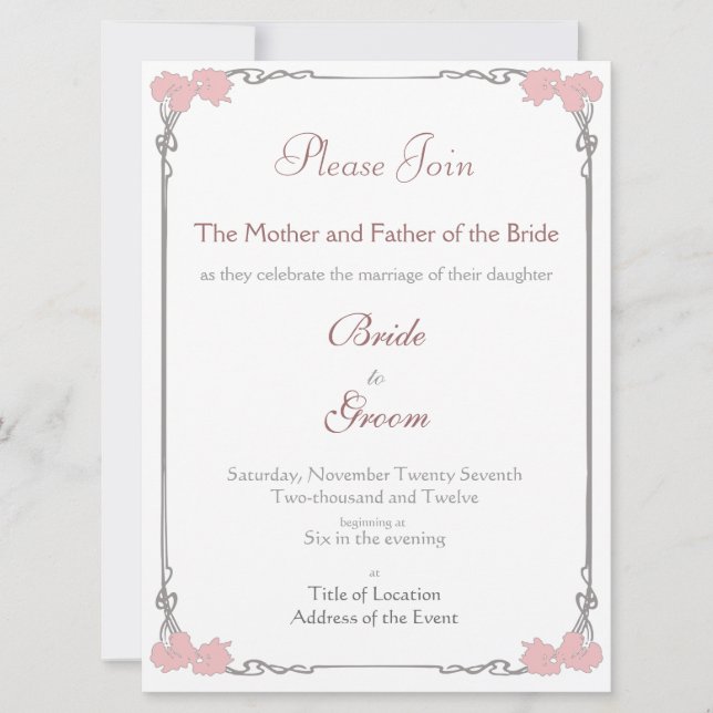 Cru - faire-part de mariage de Nouveau d'art (Devant)