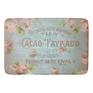 cru français shabbychic de roses de tapis de bain