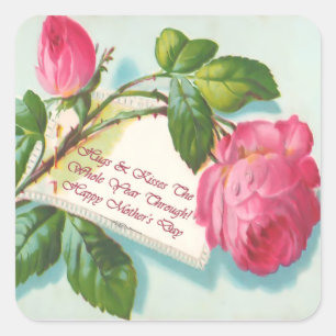 Cru rose et autocollant du jour de mère de messag
