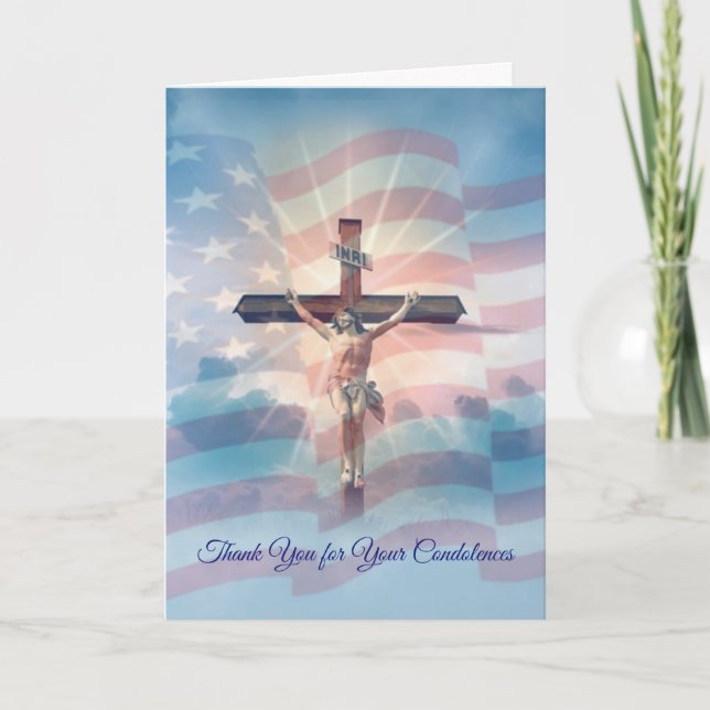 Crucifix American Flag Condolence Merci (Devant)