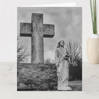 Crucifix and angel in black and white  card