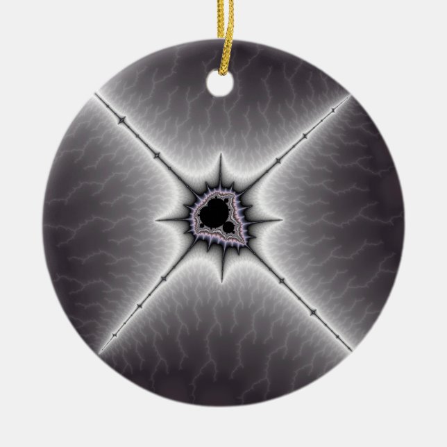 Crucifix Christmas Fractal Ceramic Ornament (Front)